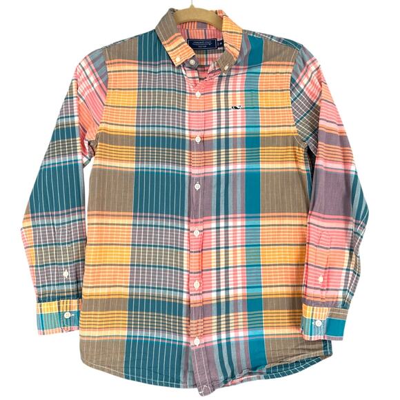 Vineyard Vines Multicolor Plaid Pattern Long‎ Sleeve Button Down Boys Medium - Picture 1 of 6